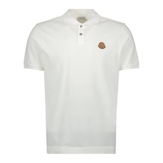 Moncler Polo Shirts, male, White, Size: M White Logo Polo Shirt