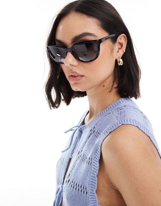 Ray-Ban Occhiali da sole rotondi grandi neri-Nero