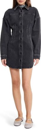 Good American Denim Shirt Minidress in Black418 at Nordstrom, Size Xx-Large
