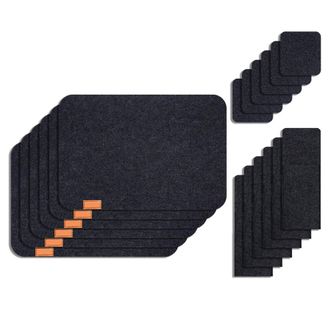 OEM Juego De 6 Manteles Individuales De Fieltro Resistentes - Gris Oscuro