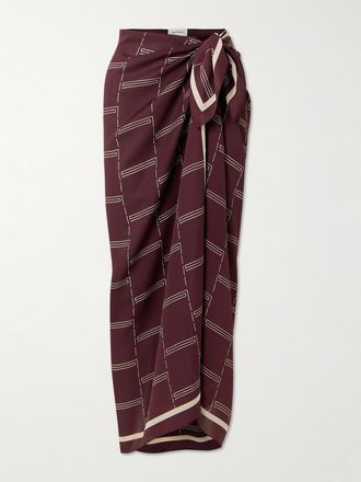 Matteau Pareo In Georgette Di Seta Stampato - Bordeaux