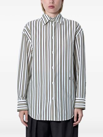 Saint Laurent Gestreepte blouse met geborduurd logo - Wit