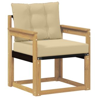 vidaXL Sof&aacute; De Exterior Madera Maciza De Acacia Y Textileno Blanco Vidaxl