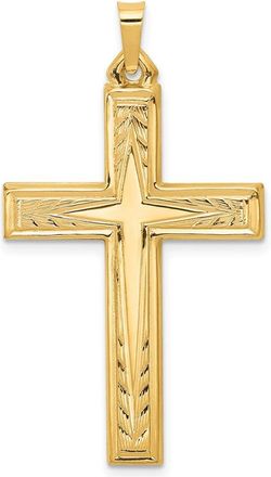 Diamond2Deal 14k Yellow Gold Brushed Polished Latin Cross Pendant