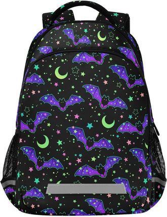 Alaza Laptop Backpack with Chest Strap, Gothic Magic Galaxy Bat School Backpack, Travel Hiking Backpack for Boys Girls Teen Adult, Rucksack, Knapsack
