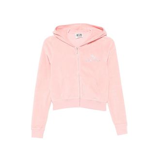 Sporty & Rich X Juicy Couture Rhinestone-embellished Velour Hoodie