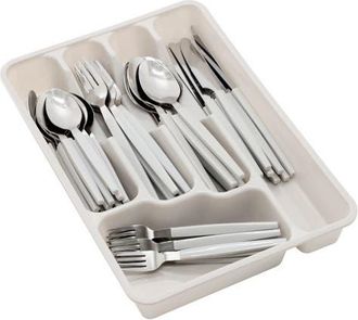 Gibson Home Edzelle 48 Piece Stainless Steel Flatware Set with Plastic Tray in White at Nordstrom