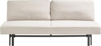 Beliani Sof&aacute; Cama Tapizado En Tela Sin Reposabrazos Cojines Del Respaldo Con Fundas Extra&iacute;bles Patas De Hierro Blanco Crema Roykka