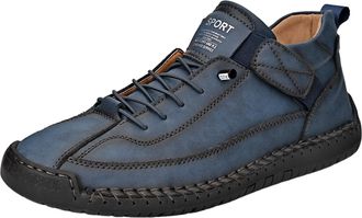 Generic Comfortable Orthopedic Sneakers, 2025 Handmade Soft Comfort Arch Support Leather Shoes, Slip-On Sports Trainers Arch Support (Blue,12.5)