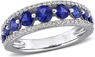 Rina Limor 14K 1.80 Ct. Tw. Lab-Grown Diamond & Lab-Grown Sapphire Graduated Ring