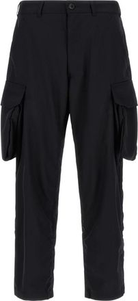 Comme Des Gar&ccedil;ons Pinstripe Cargobroek - Heren - Straight fit broeken - Zwart - L - Wol - Broeken