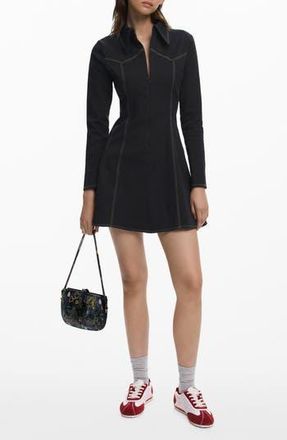 Desigual Long Sleeve Fit & Flare Minidress in Black at Nordstrom Rack, Size Large