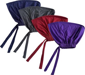 Lina & Lily Modal Jersey Hijab Undercap Tie-Back Muslim Women Inner Cap Scarf (Navy Blue, Dark Grey, Dark Red, Dark Purple)