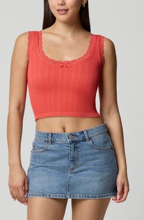 Florence By Mills Lace Trim Crop Tank in Strawberry Sld at Nordstrom, Size Xx-Small