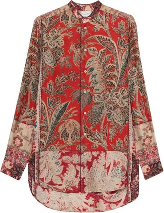 Pierre-Louis Mascia Aloe Longsleeve Shirt - Dames - Overhemden - Rood - XS - Overhemden
