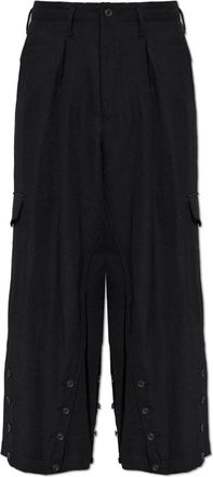 Yohji Yamamoto Wool Cargo Broeken - Dames - Wijde Broeken - Zwart - L - Wol - Broeken