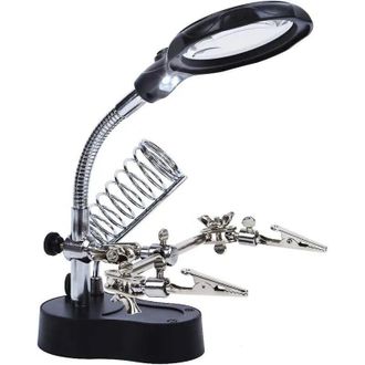 OEM Lupa De Mesa De Tercera Mano De 3,5 X 12 Pulgadas Con Soporte Y 2 Led Para Desarrollo Electr&oacute;nico, Cosm&eacute;tica, Medicina, Relojer&iacute;a Y Reparaci&oacute;n De Relo