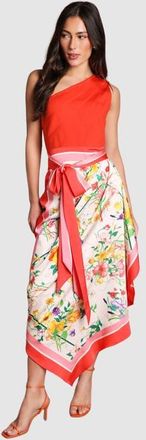 Coast Bandage One Shoulder Printed Midi Dress in Ivory at Nordstrom, Size 14