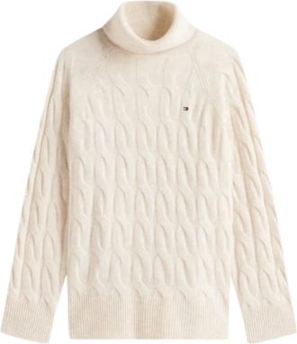 Tommy Hilfiger Truien - Dames - Coltruien - Beige - L - Truien & Vesten