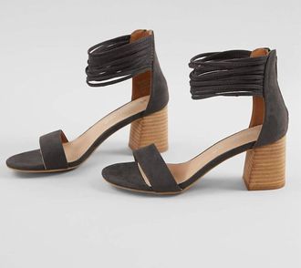 Mi.iM Ankle Strap Block Heel Sandal In Gray