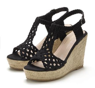 Lascana Keilsandalette LASCANA, Damen, Gr. 40, schwarz, Obermaterial: 100% Textilmaterial. Decksohle: 100% Lederimitat. Laufsohle: 100% Synthetik, unifarben, 