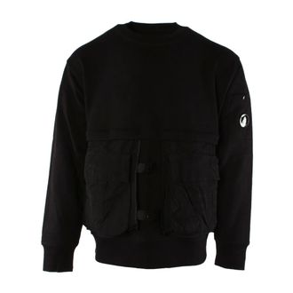 C.P. Company Light Jackets, male, Black, Size: 2XL Diagonal Raised Fleece Sweater