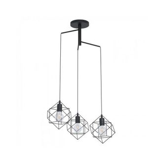 Eglo Eglo - Lampada a sospensione &oslash; 64,5x110 cm in metallo nero con tre punti luce Straiton