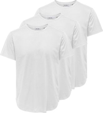 Only & Sons Rundhalsshirt ONLY & SONS ONSJEFF LONGY SS TEE 3-PACK OTL, Herren, Gr. XXL, hellwei&szlig; pack:3 x hellwei&szlig;, Jersey, Obermaterial: 60% Baumwolle, 40% Polye
