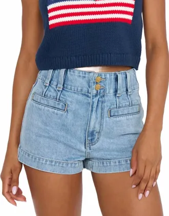 Show me your Mumu Pacifica High-Waisted Shorts In Slate Indigo