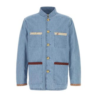 Valentino Garavani Denim Jackets, male, Blue, Size: L Denim shirt