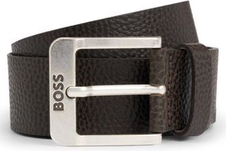 BOSS Italian-leather belt with logo buckle