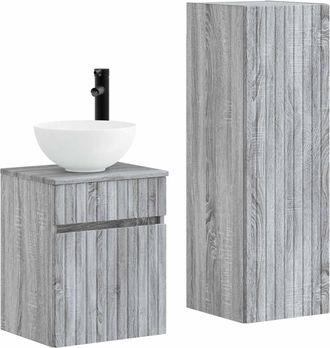 vidaXL Juego De Muebles De Ba&ntilde;o 2 Uds. Sonoma Gris 33 X 34,5 X 100 Cm Vidaxl