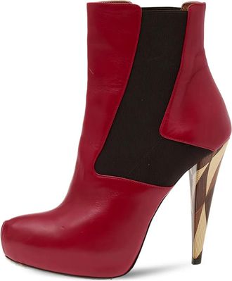 Fendi 120mm leather ankle boots - Red