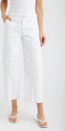 1822 Denim Braided Waistband High Waist Wide Leg Jeans in White at Nordstrom, Size 24