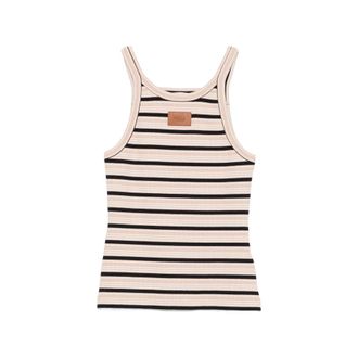 Fendi Striped Ribbed-knit Tank Top