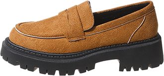 Generic Womens Leather Casual Slip On Shoes with Thick Sole for Ultimate Comfort and Fashionable Everyday Wear (Brown, 6.5)