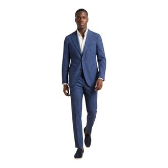 Mulish Blue Polyester Two-Piece Mens Suit