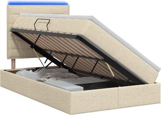 vidaXL Cama De Almacenamiento Led Con Colch&oacute;n Crema 120 X 200 Cm Tela Vidaxl