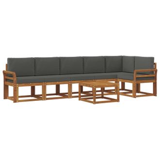 vidaXL Conjunto De Sof&aacute;s De Exterior 7 Pcs Natural Y Antracita Vidaxl