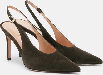Gianvito Rossi Robbie suede slingback pumps