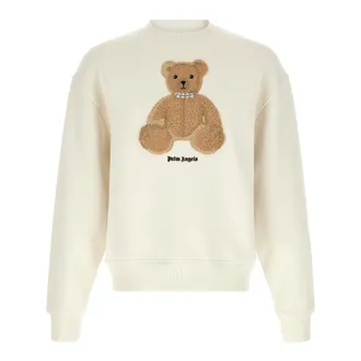 Palm Angels Sweatshirts, male, White, Size: S Bear Sweatshirt
