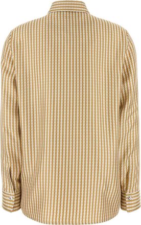 Versace Womens Printed Silk Shirt Bonegold Exterior: Camicie