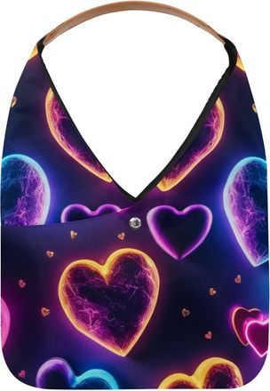 Generic Love Hearts Color Pattern Reusable Lightweight Grocery Bags - Foldable Into Compact Pouch, Washable & Sturdy, Multipurpose for Shopping and Travel