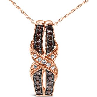 House of Brilliance 10K Rose Gold 1/4 Cttw White and Chocolate Brown Diamond Infinity Pendant Necklace in Pink at Nordstrom