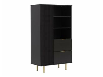 Mirjan24 Estanter&iacute;a Virdomi 103, Negro, Cerrable, Con Cajones, Con Puertas, Mdf, Aglomerado Laminado, N&uacute;mero De Puertas: 0, N&uacute;mero De Cajones: 0, 140x80x41cm