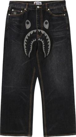 A Bathing Ape Shark Relaxed Fit Denim Trousers - male - A BATHING APE - Straight Fit Jeans - Black - 2XL - Jeans