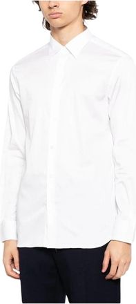 Emporio Armani Pima Stretch Shirt - Heren - Zakelijke Overhemden - Wit - S - Katoen - Overhemden