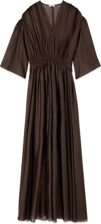 Oltre Lange jurk van lyocellmix - Dames - Avondkleed - Bruin - S - Polyester - Kleedjes
