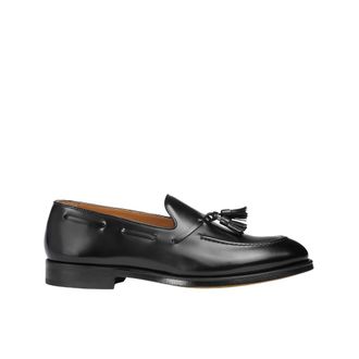 Doucal's Loafers, male, Black, Size: 9 1/2 US Leather Loafer with Tassels