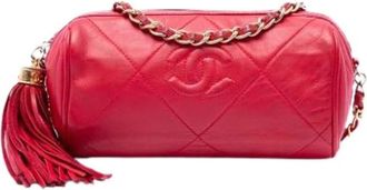 Chanel Pre-owned Quilted Lambskin Crossbody Bag - Dames - Vintage Schoudertas - Rood - ONE Size - Leer - Vintage